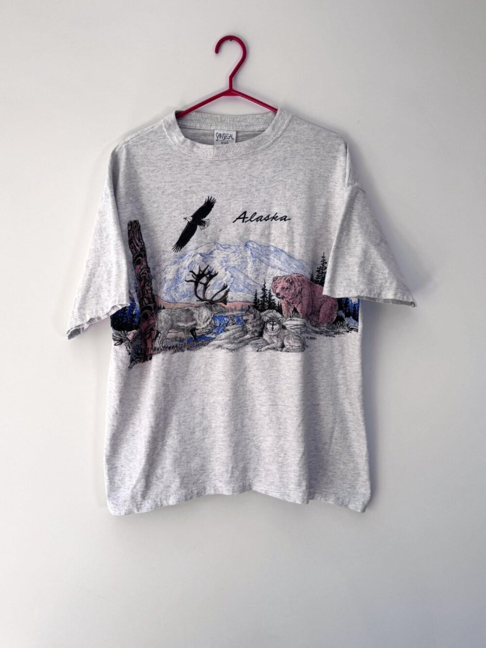 90s vintage grey Alaska nature wildlife travel graphic mens unisex cotton tshirt - Picture 7 of 8